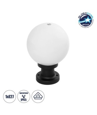 GLOBOSTAR® AGROS 61595 Φωτιστικό Κολωνάκι Κήπου με Ντουί 1 x E27 AC 220-240V Αδιάβροχο IP65 - Λευκό & Μάυρο - Μ20 x Π20 x Υ30cm